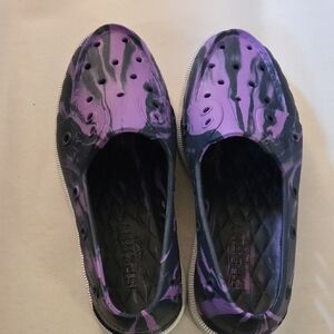 Sperry Marbled Purple & Black Slip-On Flats